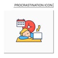 Crisis marker procrastinator color icon Royalty Free Stock Photo