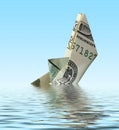 Crisis. money ship in water Royalty Free Stock Photo