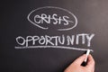 Crisis and Opportunity Chalk Writing Royalty Free Stock Photo