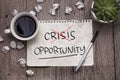 Crisis and Opportunity, text words typography written on paper, life and business motivational inspirational