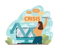 Crisis set. Office worker facing financial instability and profit decline