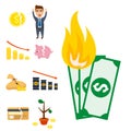 Crisis symbols concept problem economy banking business Royalty Free Stock Photo