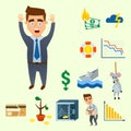 Crisis symbols concept problem economy banking business finance design Royalty Free Stock Photo