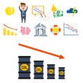 Crisis symbols concept problem economy banking business finance design investment icon vector illustration.