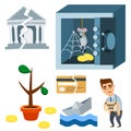 Crisis symbols concept problem economy banking business finance design investment icon vector illustration. Royalty Free Stock Photo