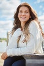 The crisp air awakens my soul. a beautiful young woman relaxing outdoors. Royalty Free Stock Photo