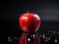 Crisp Apple on black Background - A Minimalistic Still Life of Fresh and Nutritious Fruit Royalty Free Stock Photo