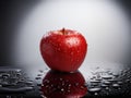 Crisp Apple on Grey Background - A Minimalistic Still Life of Fresh and Nutritious Fruit