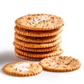 A crisp array of saltine crackers, neatly arranged against a clean white background