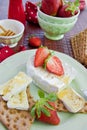 Crisp bread , cheese and strawberries Royalty Free Stock Photo