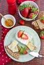 Crisp bread , cheese and strawberries Royalty Free Stock Photo
