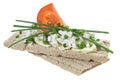 Crisp bread with cottage cheese tomato and chives Royalty Free Stock Photo