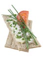 Crisp bread with cottage cheese tomato and chives Royalty Free Stock Photo