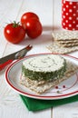 Crisp bread and French cheese with Provencal herbs Royalty Free Stock Photo