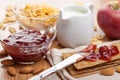 Crisp bread with jam for breakfast Royalty Free Stock Photo