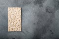 Crisp bread with sunflower, chia and sesames seeds, on gray stone table background, top view flat lay, with copy space for text Royalty Free Stock Photo