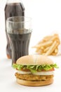 Crisp chicken burger with tomato onion cheese lett Royalty Free Stock Photo