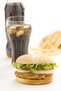 Crisp chicken burger with tomato onion cheese lett Royalty Free Stock Photo