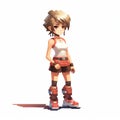 Crisp And Clean Anime Art Pixel Female With Black Boots