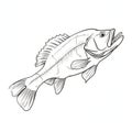 Crisp And Clean-lined Bigmouth Bass Drawing Vector Image