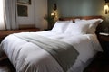 crisp and clean sheets and pillowcases, ready for a good night's sleep