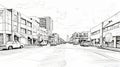 Crisp And Clean Sketch Of Distressed Urban City Street
