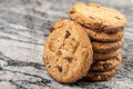 Crisp Cookie Biscuits With Chocolate On The Grey Marble