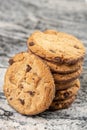 Crisp Cookie Biscuits With Chocolate On The Grey Marble