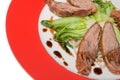 Crisp duck with baby pok choi Royalty Free Stock Photo