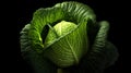 Crisp and Fresh Cabbage: Vibrant Isolated Image on Black Background for Culinary Concepts and Healthy Eating.
