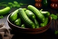 Crisp Fresh green cucumbers. Generate Ai