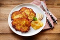 Crisp Fried Potato Rosti Served with Applesauce Royalty Free Stock Photo