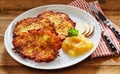 Crisp Fried Potato Rosti Served with Applesauce Royalty Free Stock Photo