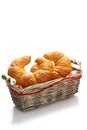 Crisp golden croissants in a basket