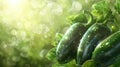 Crisp green jalapeno peppers adorned with glistening waterdrops, Ai Generated