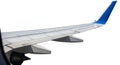 Airplane wing isolated on a clean white background Royalty Free Stock Photo