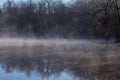 Crisp morning foggy pond