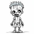 Crisp Outlines: Horror Zombie Child Coloring Page