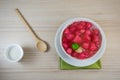 Crisp pomegranate seeds is Thai sweetmeat on the table