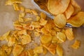 Crisp potato chips party munchies food snack slice Royalty Free Stock Photo