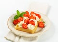 Crisp waffle with strawberries and cream Royalty Free Stock Photo