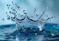 Crisp water splash on blue background Royalty Free Stock Photo