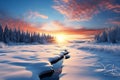 Crisp winter sunrise a pristine morning backdrop, perfect for text Royalty Free Stock Photo