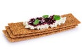 Crispbread with cheese, jam and mint Royalty Free Stock Photo