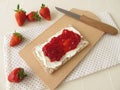 Crispbread with cream cheese and strawberry jam Royalty Free Stock Photo