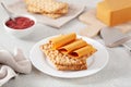 Crispbread with Norwegian brunost traditional brown cheese Royalty Free Stock Photo