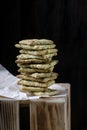 Crispbreads with herbs in a tall stack Royalty Free Stock Photo