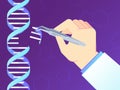 CRISPR CAS9 Gene editing tool. Genome edits, human dna genetic engineering and DNA code vector illustration Royalty Free Stock Photo