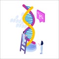 CRISPR CAS9 - Genetic engineering isometric concept. Royalty Free Stock Photo