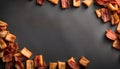 Crispy Bacon Frame on Black Background Royalty Free Stock Photo